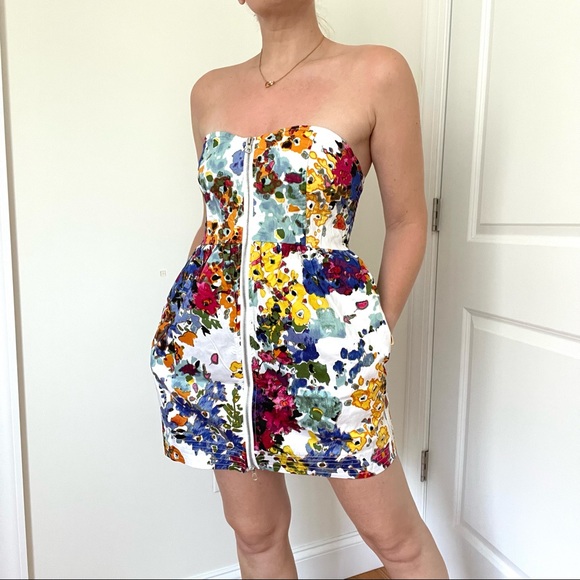 Poetry Dresses & Skirts - Cotton Sateen Zip Front Printed Corset Dress